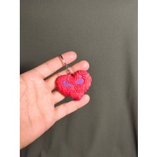 Yerli Kalp Anahtarlık Üzerinde Gül Desenli Sevgiliye Hediyelik