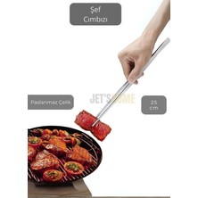 Özbience Paslanmaz Çelik Düz Uçlu Mutfak Cımbızı 25 Cm, Dekoratif ve Dayanıklı