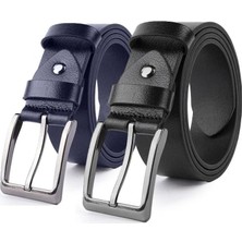 MIPEK DERI 2li 100 % Hakiki Deri Kot Kumaş Kanvas Pantolona Uyumlu Kemer