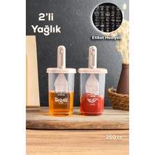 Özbience 2'li Silikon Fırçalı Yağlık ve Sosluk Seti, 350CC, Cappuccino Renk