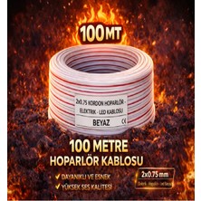 İnteknoloji 100 Metre Elektrik - LED - Hoparlör Kablosu 2x0.75 mm – Dayanıklı ve Esnek Beyaz Kordon Kablo