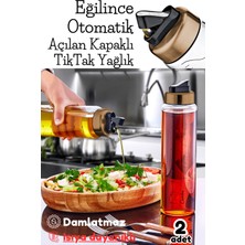 Özbience Iki Adet Cam Yağlık 1000 ml Damlatmaz, Bakır Tik Tak Kapaklı