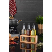 Özbience 3'lü Ahşap Stantlı Yağlık ve Sirkelik, 250 Ml, Şık ve Kullanışlı Set