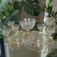 Özbience Gold Detaylı Metal Ayaklı Sunum ve Servis Takımı, Pasta, Magnolia, Çay, Kurabiye