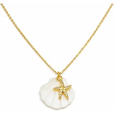 Istiridye Üstü Deniz Yıldızı Çelik Kolye Kararmaz ve Paslanmaz