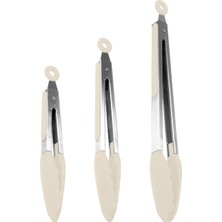 Özbience Pratik ve Şık 3'lü Silikon Uçlu Metal Kilitli Maşa Seti