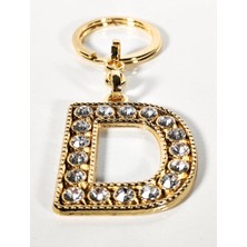Moncuk Design Taşlı D Harfi Gold Metal Anahtarlık – Kişisel Anlam, Zarif Işıltı ve Şık Tasarım