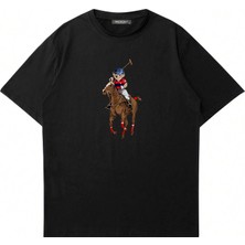 Mad&Calf Unisex Teddy Cowboy Baskılı Bisiklet Yaka Oversize Tshirt