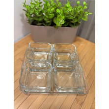 Özbience 4 Bölmeli Cam Tepsili Çerezlik ve Kahvaltılık Sunumluk