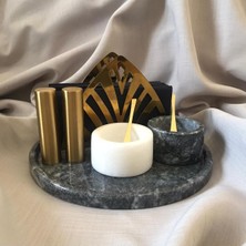 Özbience Mermer Sunum Tepsisi ve 2 Baharatlık Seti, Şık ve Çok Amaçlı Tasarım