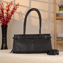 Aksesuarlia Siyah Renk Hakiki Deri Omuz Çantası ve El Çantası , Omuz Askılı , Casual ve Özel Günler