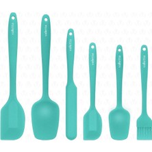 Özbience Turkuaz 6'lı Isıya Dayanıklı Yanmaz Silikon Spatula Seti