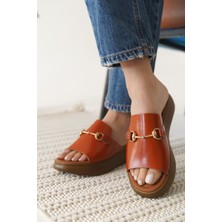 Alfaze Kiremit Hakiki Deri Ortopedik Taban Terlik