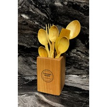 Özbience Şimşir Ahşap Kaşık Servis Seti, Standlı, Çeyiz ve Hediye Için Mükemmel