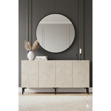 Yumedi Design KA1599BT - Didema Konsol, Tv Sehpası, Çok Amaçlı Dolap ve Kahve Köşesi 150CM Beyaz-Traverten