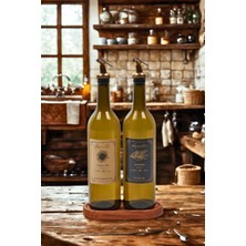 Özbience Ahşap Standlı Amber 2’li 750 ml Zeytinyağı ve Sıvıyağ Şişesi