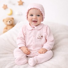 Leylek Yenidoğan Bebek Tulum+Şapka Takımı %100 Pamuk,waffle Kumaş