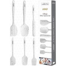 Özbience Isıya Dayanıklı Silikon Spatula Seti 6 Parça Beyaz Noktalı
