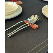 Özbience Dört Parça Traverten Çatal Bıçak Kaşık Standı ve Organizer Seti