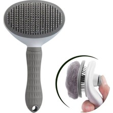 Go İthalat Kedi Köpek Tüy Toplayıcı Kendini Temizleyebilen Ergonomik Rahat Evcil Hayvan Tarağı Gri (5473)