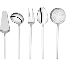 Özbience Şık 5 Parça Çelik Servis Seti Gümüş Renkli ve Dayanıklı Tasarım