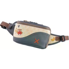 Pisikopat Unisex Baykuş Desenli Sanatsal Canvas Bel & Göğüs Çantası - Ay Figürlü Özel Tasarım