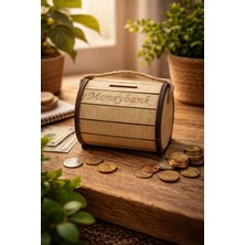 Seymen Bıçakçılık Ahşap Fıçı Tasarımlı Kumbara | Dekoratif Para Biriktirme Kutusu