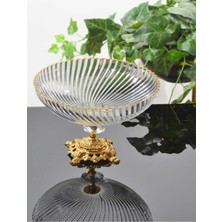 Özbience Şeffaf Döküm Ayaklı Yaldızlı Cam Sunumluk, Şık ve Şeffaf Tasarım