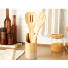 Özbience Bambu 4 Parça Servis Seti, Şık ve Kullanışlı Mutfak Aksesuarı