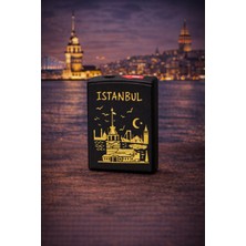 Zeflazer Hediyelik Kişiye Özel Kız Kulesi Temalı Çakmak Metal Siyah