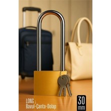 Marsilyan Long 30 mm Uzun Kelepçeli Bavul ve Çanta Asma Kilidi – 3 Anahtarlı, Dolap ve Seyahat Için Güvenli