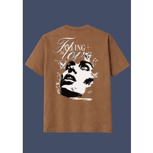 The Granch Falling Love-Premium Kalite Oversize Sırt Baskılı %100 Pamuk Tişört / T-Shirt