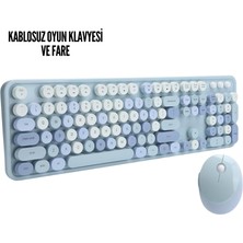 Değirmen Grup Kablosuz Klavye Mouse Seti Mavi - Lisinya