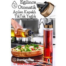Özbience Bakır Kapaklı Cam Yağlık 1000 Ml, Otomatik Açılan Kapaklı Yağdanlık