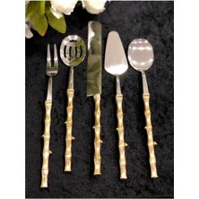 Özbience Bambu 5 Parça Servis Seti, Şık ve Zarif Altın Detaylar