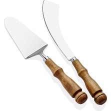 Özbience Modern 2 Parça Ahşap Pasta Servis Takımı, Şık ve Kullanışlı Set