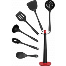 Özbience 7 Parça Standlı Siyah Spatula Seti, Mutfak Gereçleri