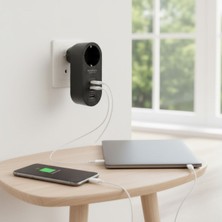 SHC4200 SHC42® 2 Usb,1 Type-C Girişli 1'li Çocuk Korumalı,ısıya Karşı Dayanıklı 2500WATT Termal Akım Koruma