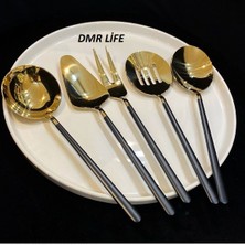 Özbience Şık 5 Parça Titanyum Gold Siyah Sos Servis Takımı, Modern ve Zarif Tasarım