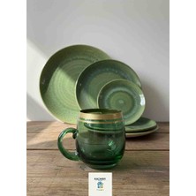 Türk Kahve Fincanı Cam Yeşil Dekoratif Paşabahçe Cam El Üretimi