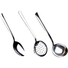 Özbience Deniz 3'lü Servis Seti: Kepçe, Kevgir ve Servis Kaşığı, Şık ve Kullanışlı