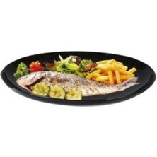 Özbience 3'lü Siyah Servis Seti: 27CM Salata ve 33CM Kayık Tabaklar