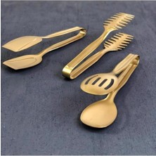 Özbience 3'lü Mat Titanyum Gold Servis Maşa Seti, Şık ve Dayanıklı Tasarım