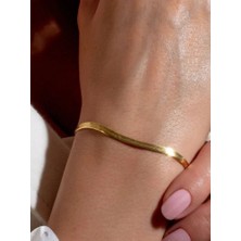 Tuqos Yassı Çelik 14 Ayar Görünümlü Bileklik