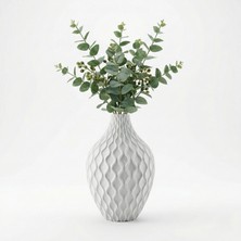 Atatuğ Hediyelik Modern Spiral Tasarım Beyaz Mermer Dokulu Dekoratif Vazo ve Saksı - 21 cm