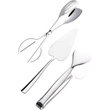 Özbience 3 Parça Çelik Parlak Servis Seti, 50 Yıl Garantili, Dayanıklı ve Şık