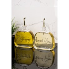 Özbience 2'li 500 ml Cam Yağlık Seti, Gold Kapak, Zeytinyağı ve Sosluk Uyumlu