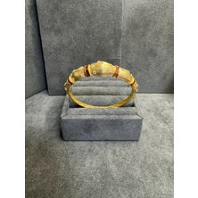 14 Ayar Taşlı Özel Tasarım Kelepçe Bilezik