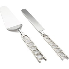 Özbience Şık Gümüş Kek Servis Seti Çiftli, Zarif ve Kullanışlı Tasarım