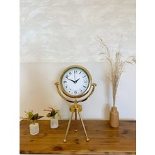 SHC4200 Gold Metal Mini Tripod Desenli Masa Saati 45×26 cm